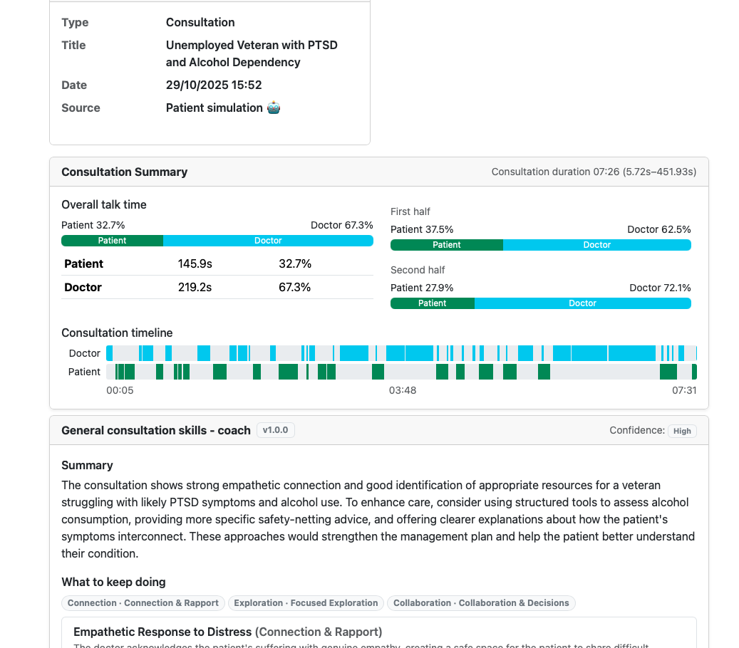 AI analysis on a consultation