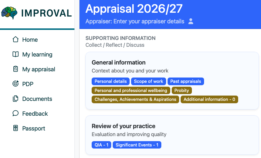 Appraisal dashboard screenshot