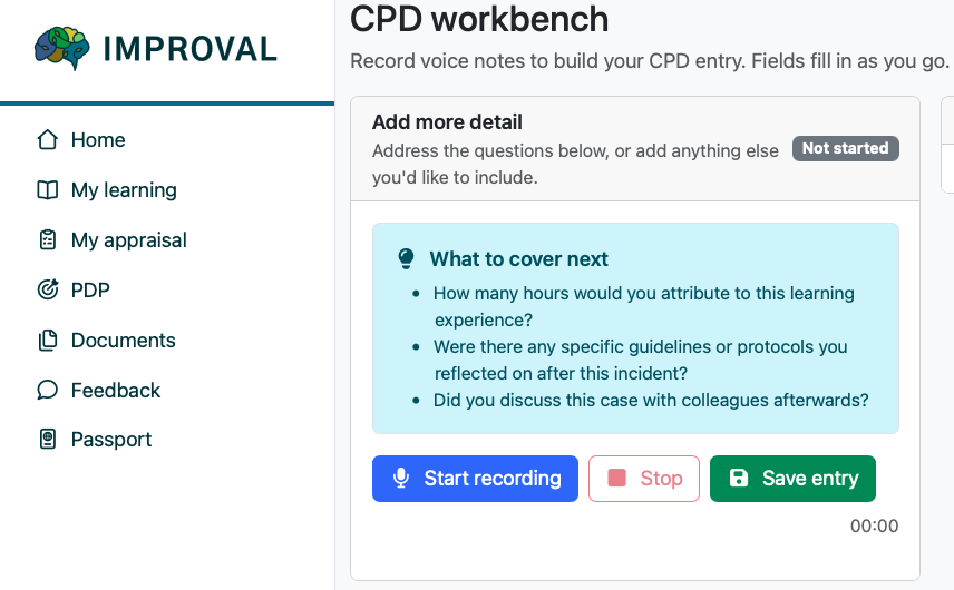 AI to help build a CPD entry